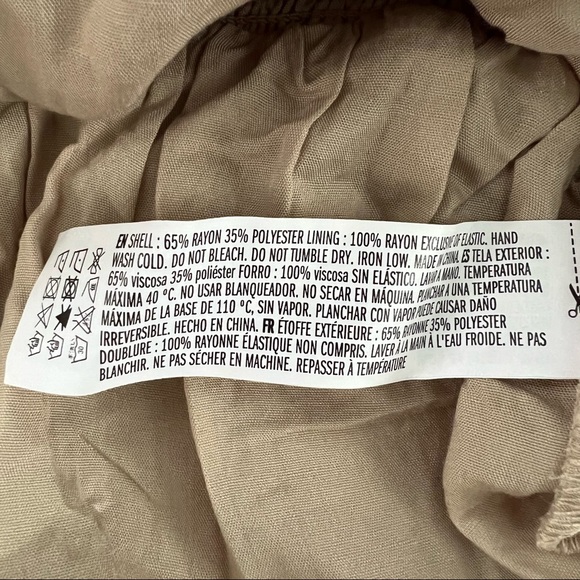 Anthropologie Free the Roses Tan Tiered Ruffle Smocked Waist Boho Mini Skirt - Picture 5 of 5